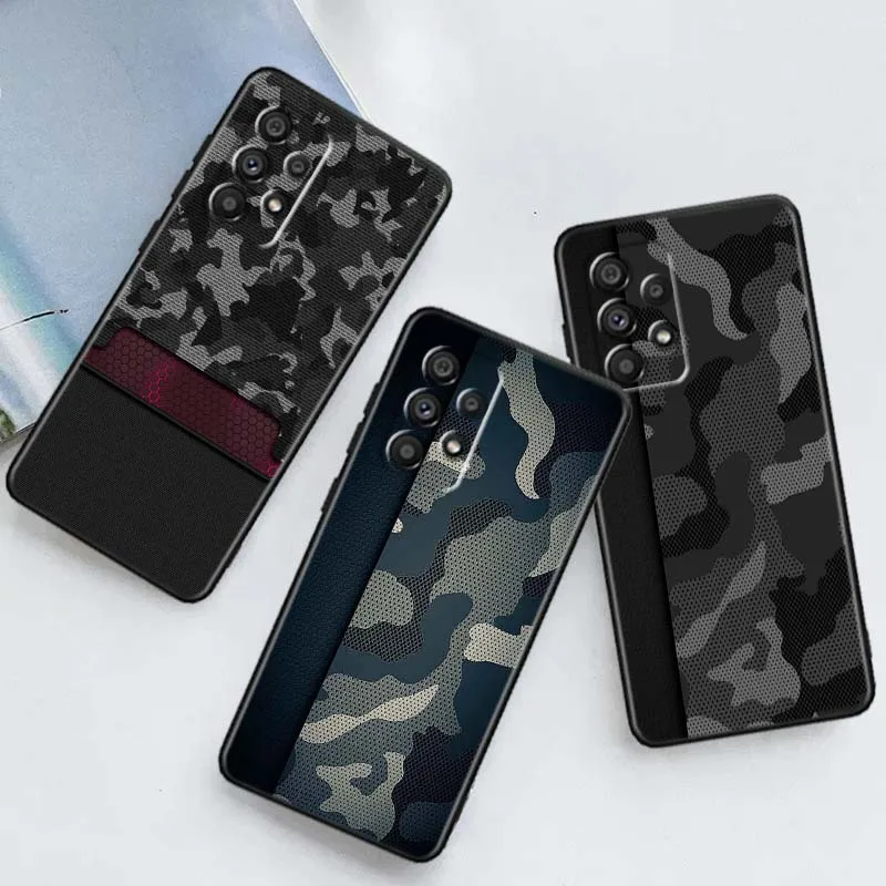

Camouflage pattern design For Samsung A73 A72 A71 A55 A54 A53 A52 A51 A13 A22 A16 A15 A12 A14 A26 A07 5G Black Cover