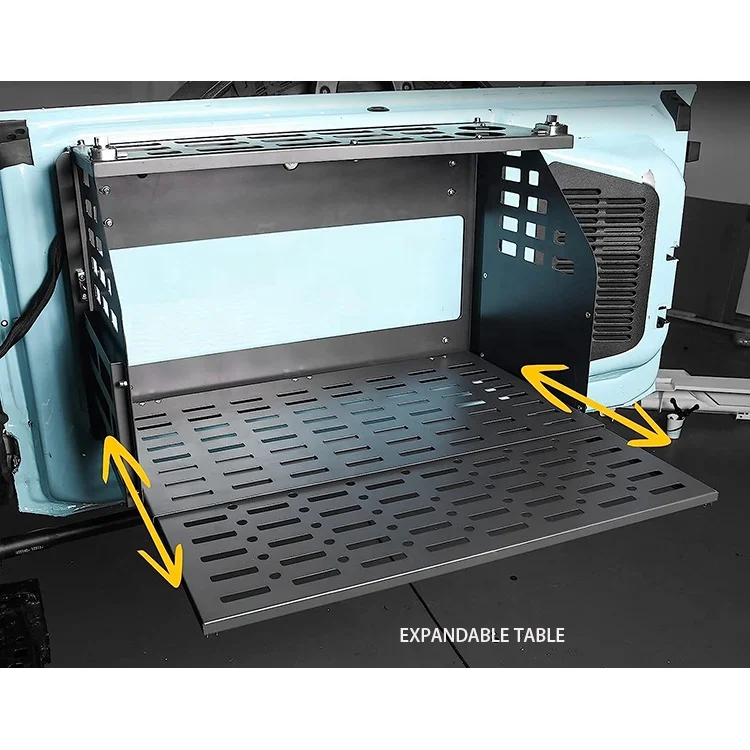 

Transformer Type Rear Door Drop Down Tailgate Folding Table Molle System for Ford Bronco 2021+ 6th Gen