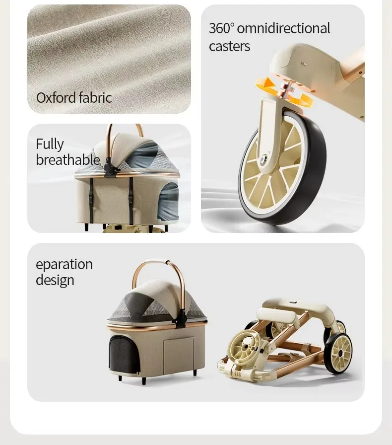 2026 New Separable Pet Stroller, Portable One Click Recycling Cat Stroller, Universal Lightweight Baby Stroller for Travel