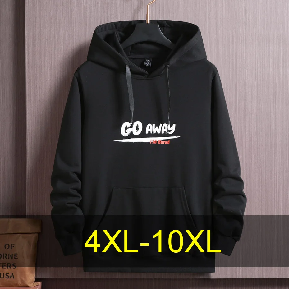 

10XL 11XL Plus Size Hoodie Men Spring Autumn Fleece Hoodie Fashion Casual Print Hooded Sweatshirts Male Black Hoodie Big Size