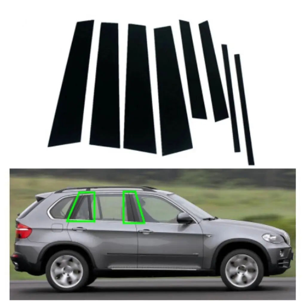 

Gloss Black Door Side Pillar Post Fit For BMW X5 E70 2007 2008 2009 2010 2011 2012 2013 Window Decal BC Column Sticker Cover Set