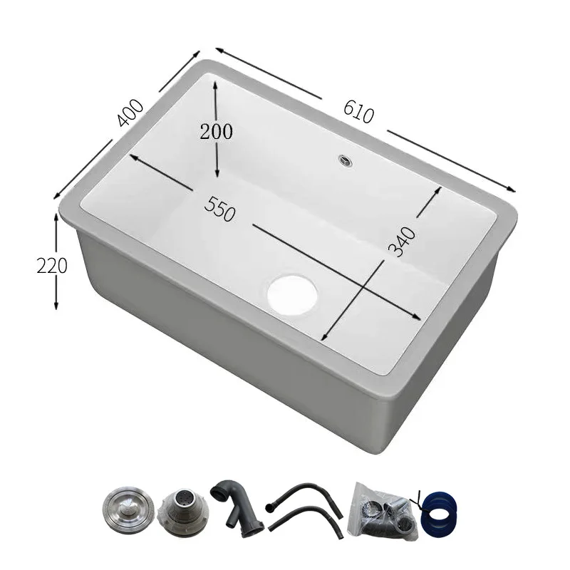 Ceramic vegetable washing basin, kitchen countertop basin, household sink, vegetable washing basin, square dishwasher with added