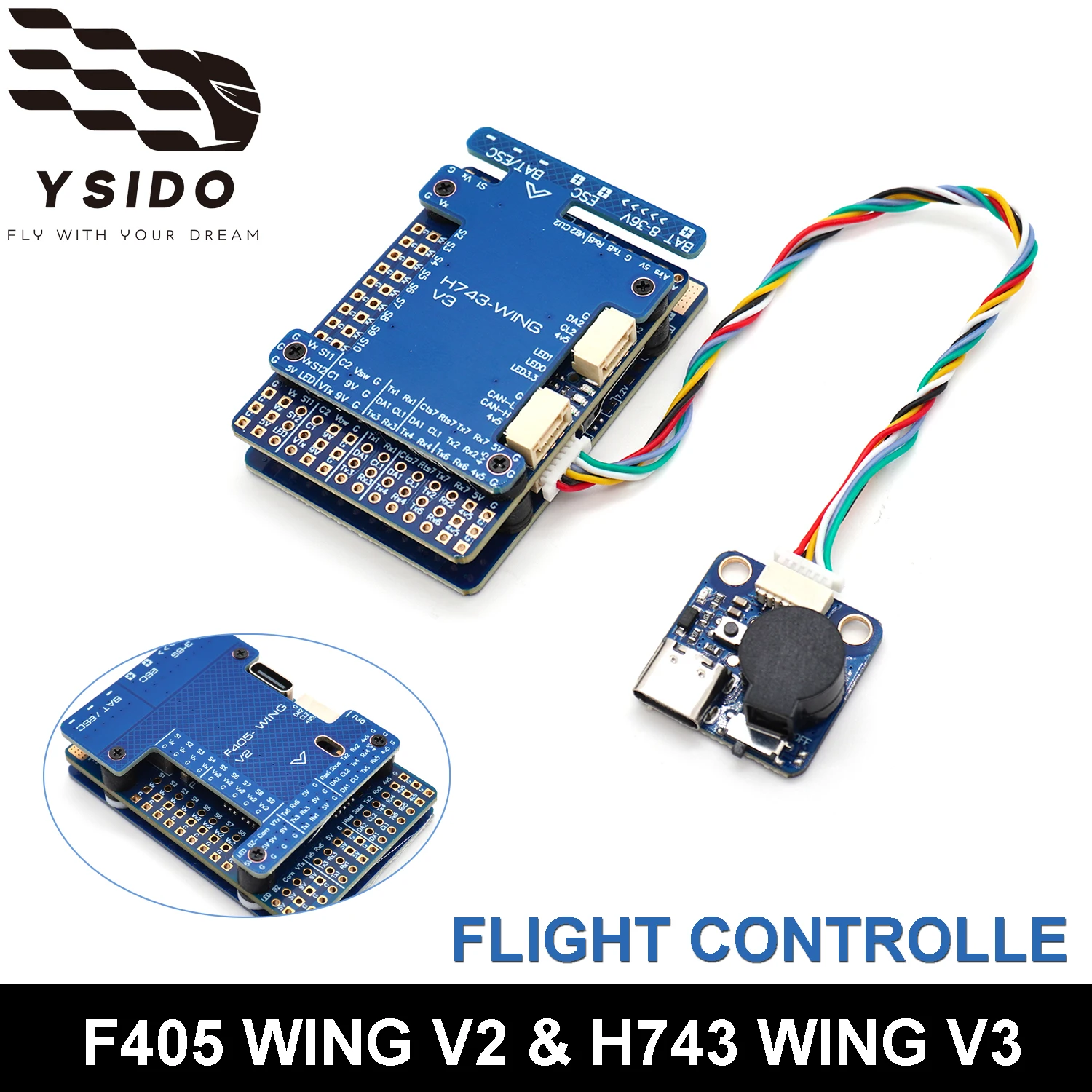 

Полетный контроллер YSIDO F405 WING V2 и H743 WING V3 3-8S Lipo со встроенным OSD и черным ящиком для записи данных для радиоуправляемых FPV-моделей самолетов и дронов с фиксированным крылом
