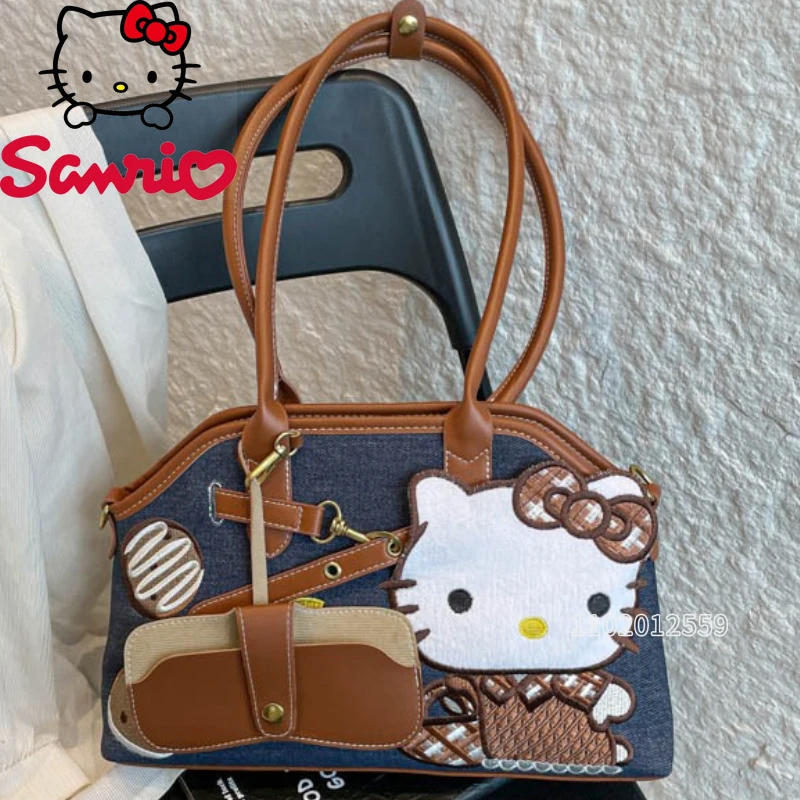

Sanrio Hello Kitty New Women's Handbag Personality Fashion Women's Shoulder Bag Embroidered Cartoon Women's Bag Large Capacity