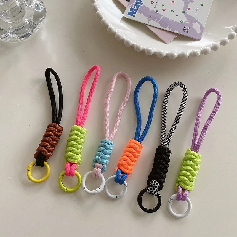 Creative Braided Lanyard Keychain For Phone Case Women Anti Lost Knot Rope Strap Car Key Chains Diy Accessories Fashion Keyring