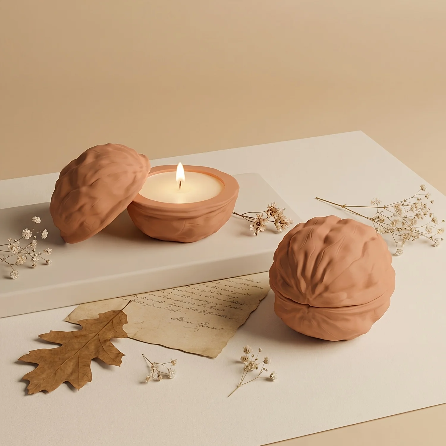 resin silicone molds, walnut shell candle jar silicone molds, resin casting molds for handmade scented candles and resin crafts