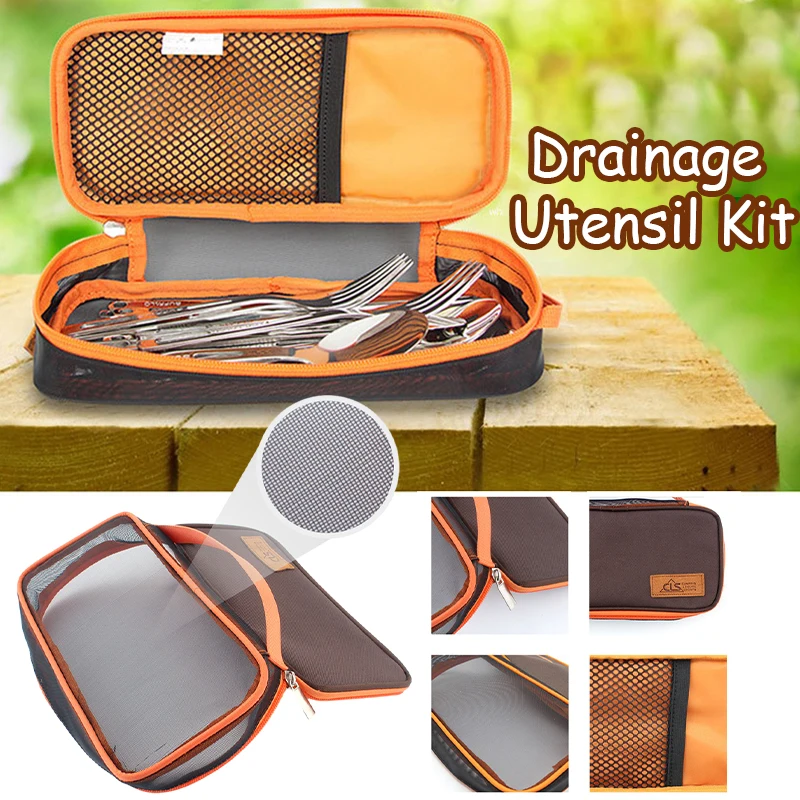 Camping Tableware Storage Bag Hand Tote Carry Case Chopsticks Spoon Fork Holder Portable Picnic Bbq Cutlery Bag Storage Bag