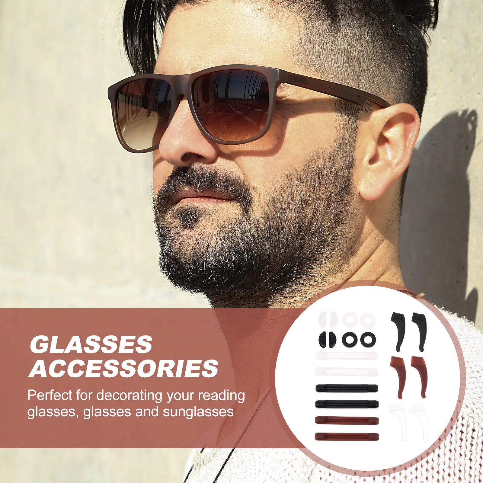 

1 Set Eyewear Holder Kit Silicone Glasses Strap Non-Slip Ear Hooks Secure Fit for Sunglasses Reading Glasses Outdoor Sports