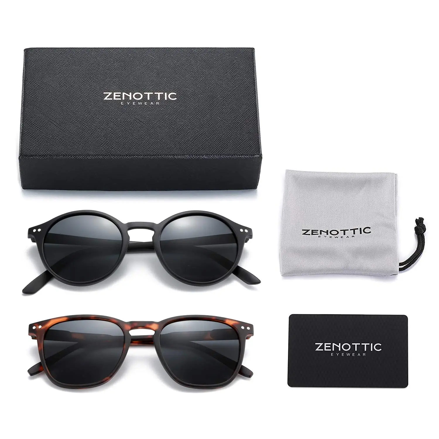 ZENOTTIC Retro Small Round Polarized Sunglasses Men Women Lightweight Vintage UV400 Polarized Lenses Fashion Shades