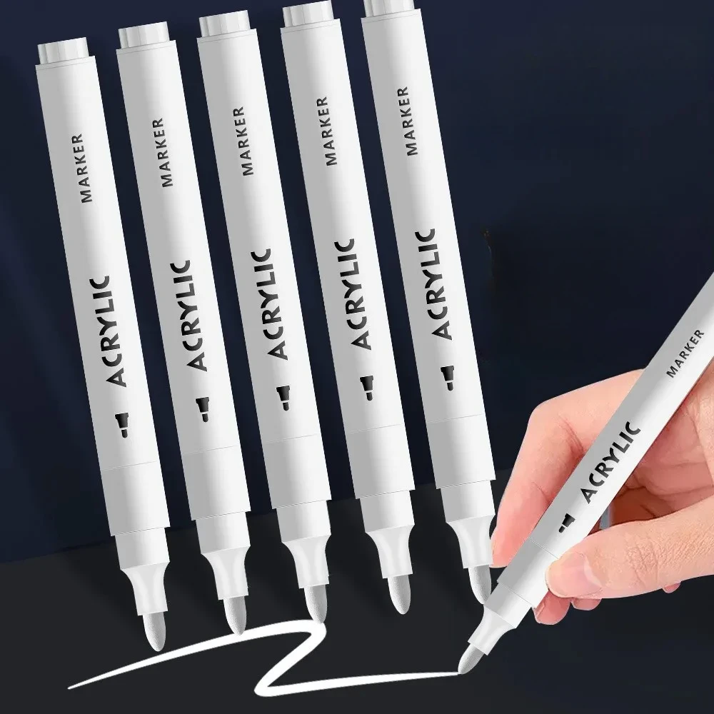 4/6/12Pcs White propylene marker pen Applicable to Stone, Ceramic, Glass ，Wood, Tire, Fabric Metal, Canvas Extrafine Tip White