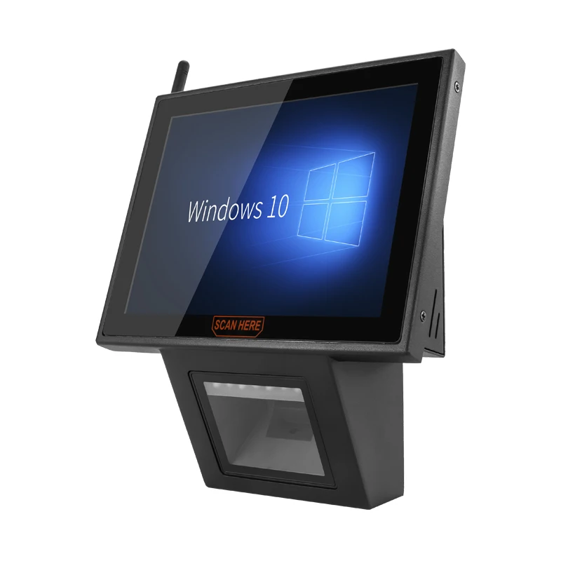 El más nuevo sistema de comprobación de precios Android Windows Pos de 8 pulgadas pantalla táctil escáner 2D incorporado comprobador de precios