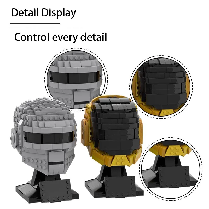 Moc espaço guerreiro capacete som eletrônico dupla equipe pequena partícula montagem blocos de construção puzzle brinquedo