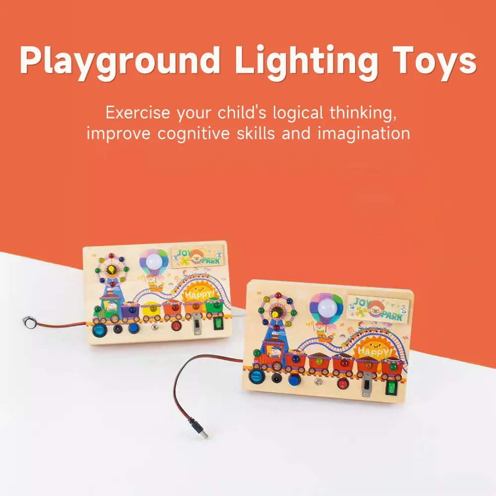 

Montessori Children Sensory Busy Board Toys Wooden LED Light Switch Control Toys Kids Early Educational Puzzle Learning Toy
