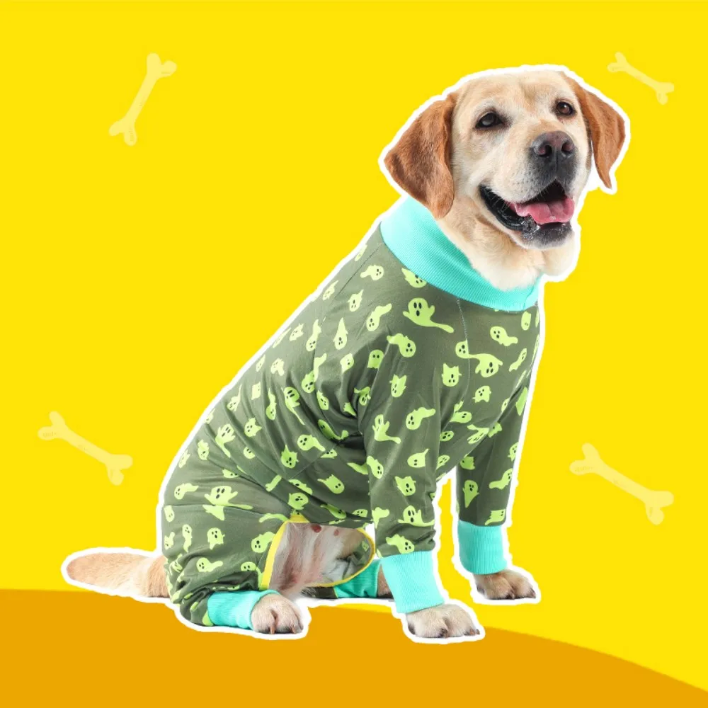 Pet 4 Leg Long Sleeve Pajamas Recovery Onesie For Anti Licking Wound Care Dogs Comfortable Anti-UV Onesie Jumpsuit Jammies