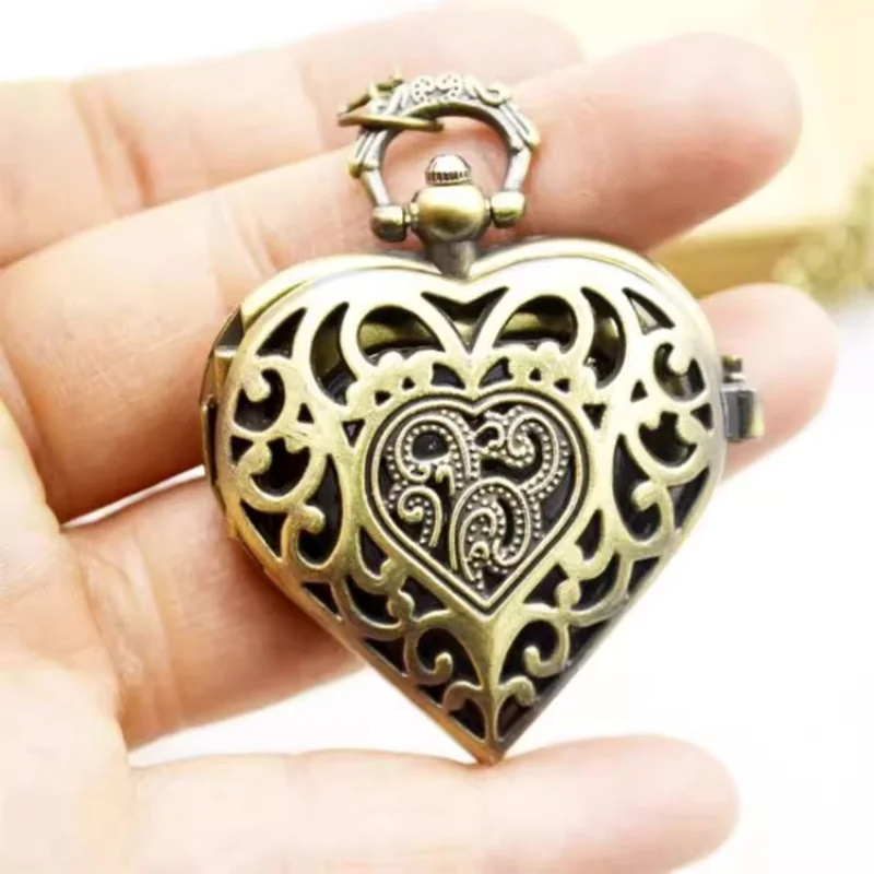 Silver Smooth Quartz Pocket Watch Mens Womens Necklace Clock Metal Stainless Steel Watches Pendant with Short Chain Gifts