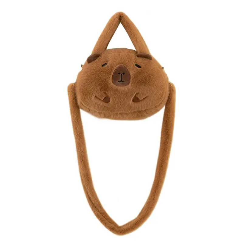 Kawaii Capybara sac à dos en peluche mignon Animal sac à bandoulière étudiant école moelleux portefeuille sac à main cadeau d'anniversaire