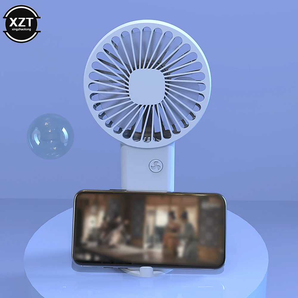 Portable USB Rechargeable Mini Fan Handheld Fans with Base Summer Outdoor Portable Hand Hold Fan with Phone Holder