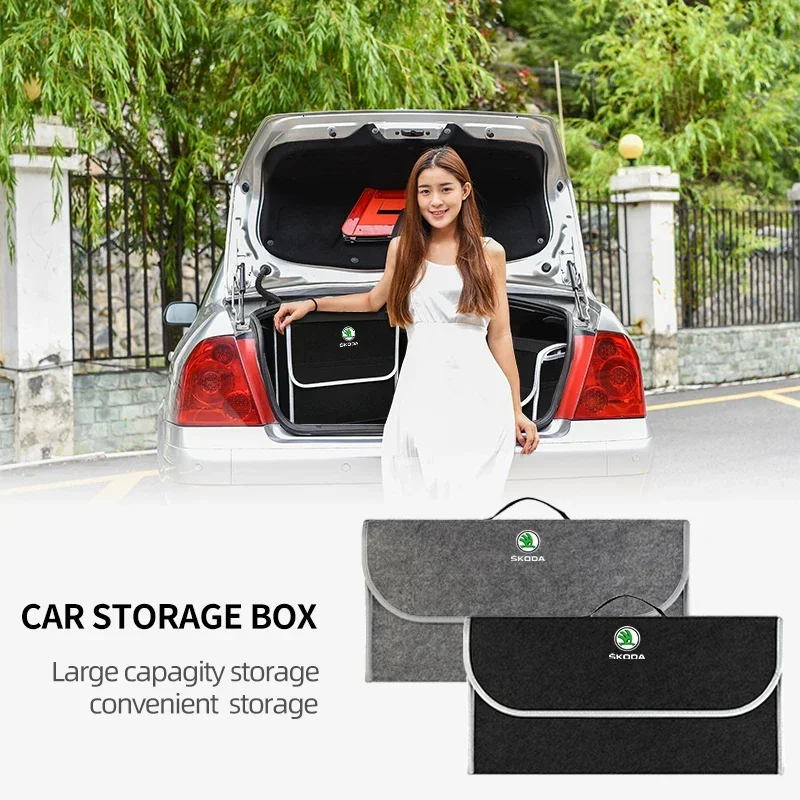 

Car Trunk Large Capacity Sundries Storage Box Organizer Bag Tool Case For Skoda Octavia Superb Rapid Kodiaq Karoq Fabia Kamiq