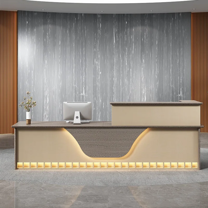 

Customizable Modern Design Office Cabinet Luxury Desk Reception Cabinet Beauty Salon Reception Cabinet With Light Emitting Diode