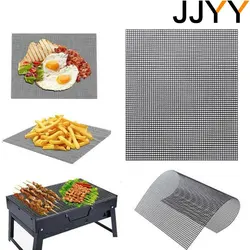 JJYY outdoor bbq grilling net grilling grid mat Teflon non-stick high temperature resistant grilling grid mat barbecue mat