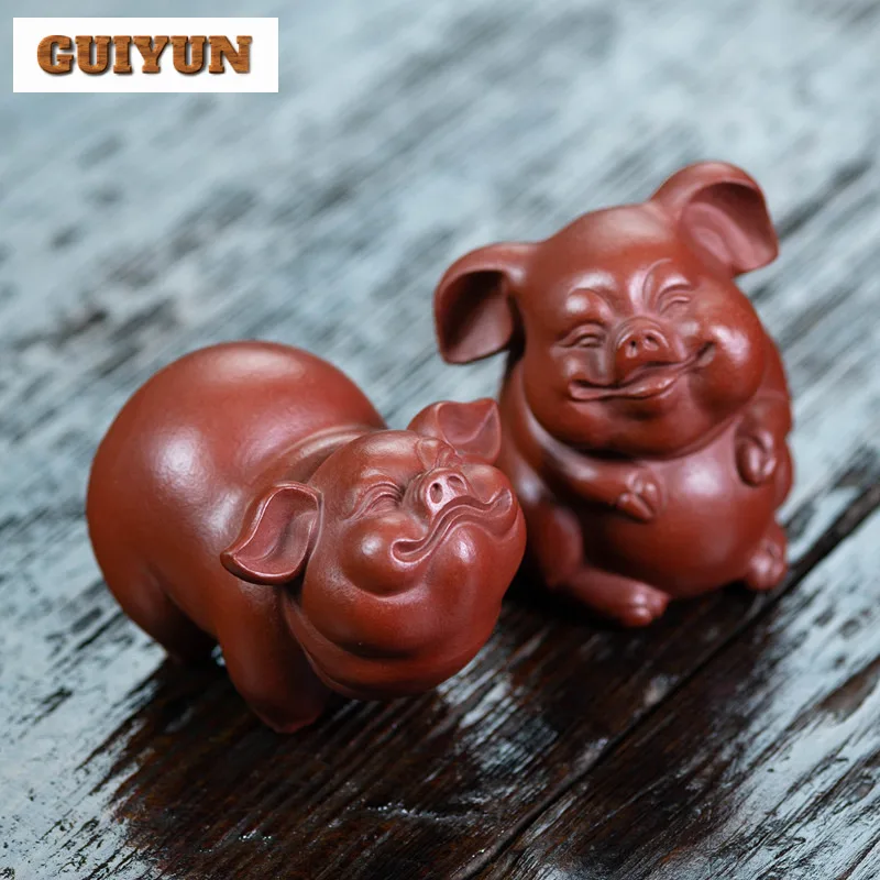 

Purple Clay Cute Zodiac Pig Tea Pet Zen Lucky Model Tea Figurine Play Toys Tea Statue Ornaments Cafes Supplies Craftsmanship