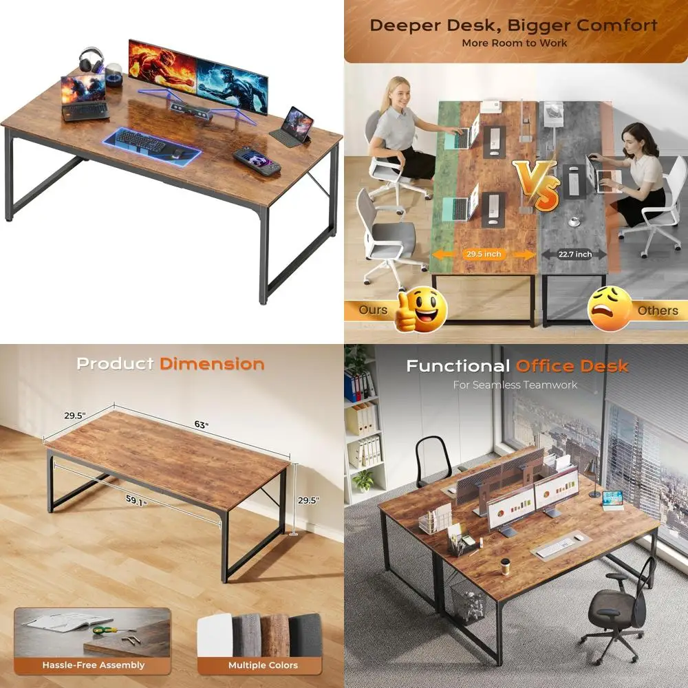

63x29.5 Inch Spacious Desktop for Gaming, Office, and Home Study - Ideal for Work and Writing