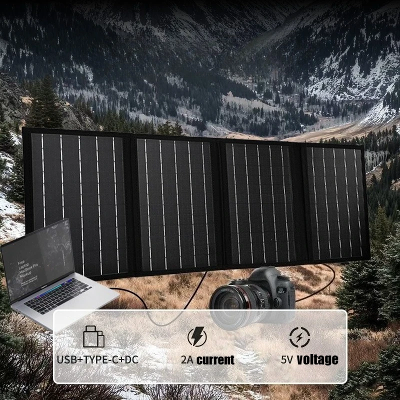 Nuovo dispositivo di ricarica solare portatile Dispositivo di ricarica per piastra a celle solari pieghevole da 40 W per escursioni in campeggio