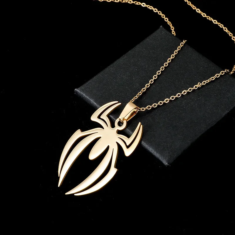 2024 New Spider Shape Movie The Same Necklace Stainless Steel Silver Plated Men's Accessories Hip Hop Trend Gift