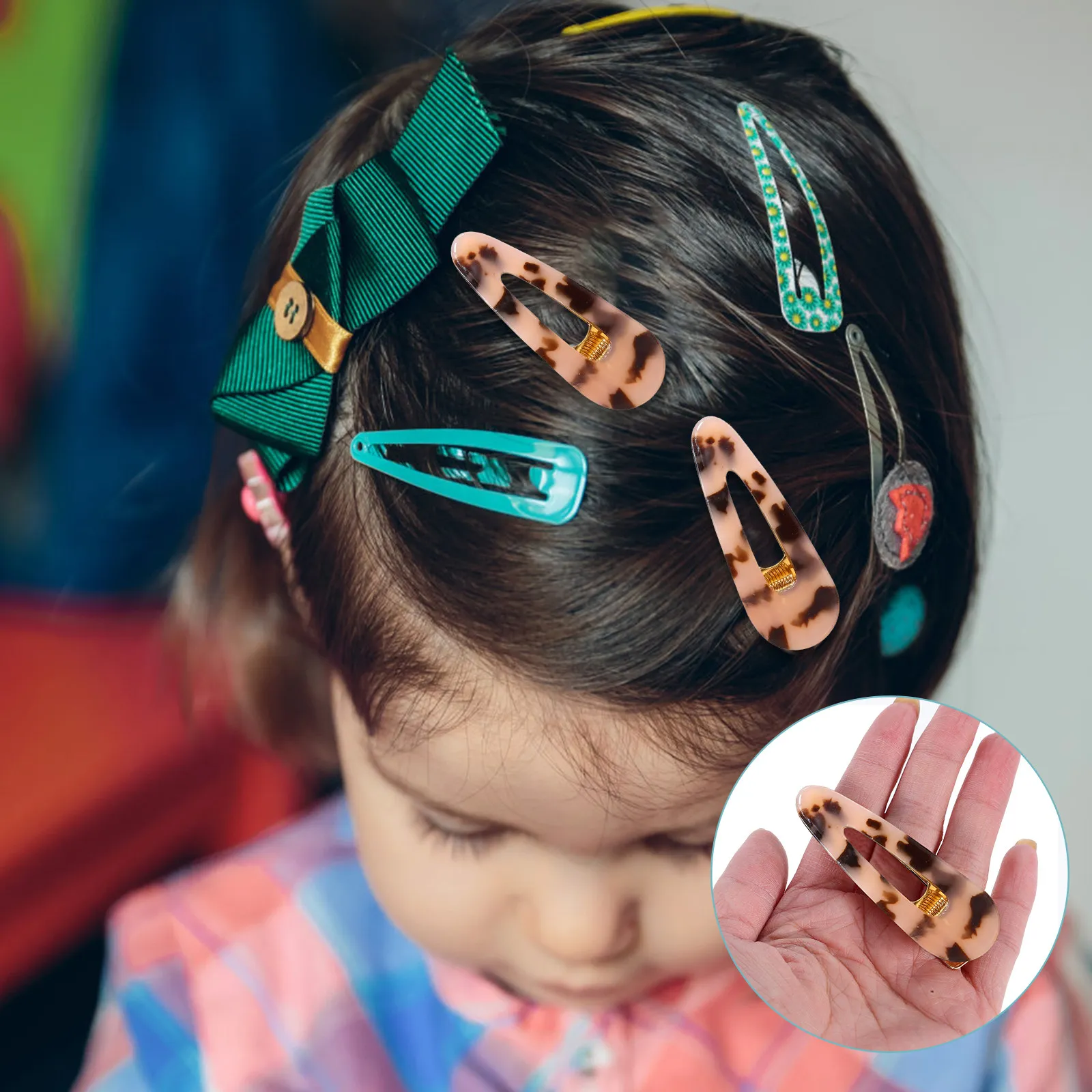 

4Pcs Amber Tortoiseshell Hair Pins Retro Water Droplets Clip Stylish Plastic Barrettes for Women All Hair Types Elegant