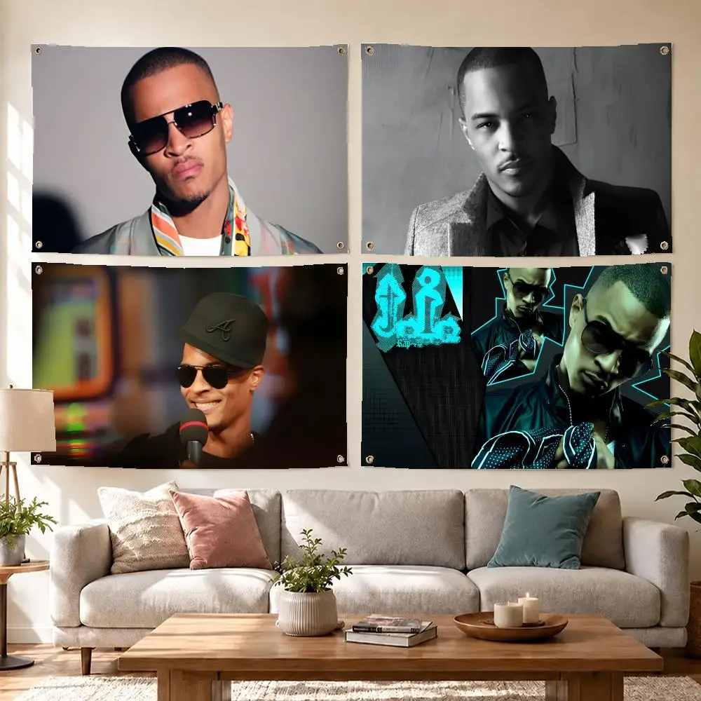 Sharp Rapper T.I. Flags Concert Print Wall Hanging Art Banner, Indoor Outdoor Bedroom Home Decor Backdrop, Perfect Gift