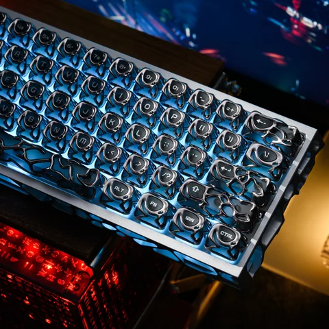 XVX 120-Key Gradient Sliver Shiny Translucent Keycaps with Metallic…