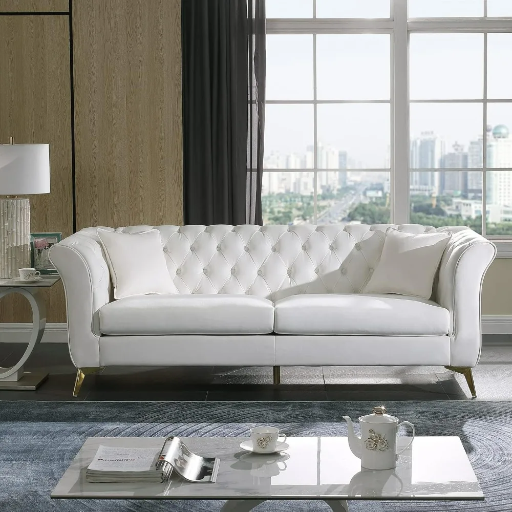 office sofas, with Curved Arms, Gold Metal Legs, Button Tufted Chesterfield Sofa Couch for Living Room Bedroom Office,sofa