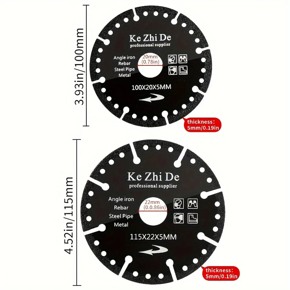 Lama per sega circolare diamantata premium da 115 mm Tecnologia brasata sotto vuoto Taglio multiuso per acciaio Metallo Pietra Alluminio