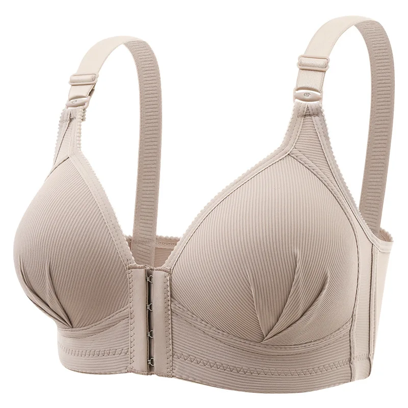 New Large Size Gathered Front Buckle Style Back Without Steel Ring Bra Soft and Traceless Thin Size Underwear For Women