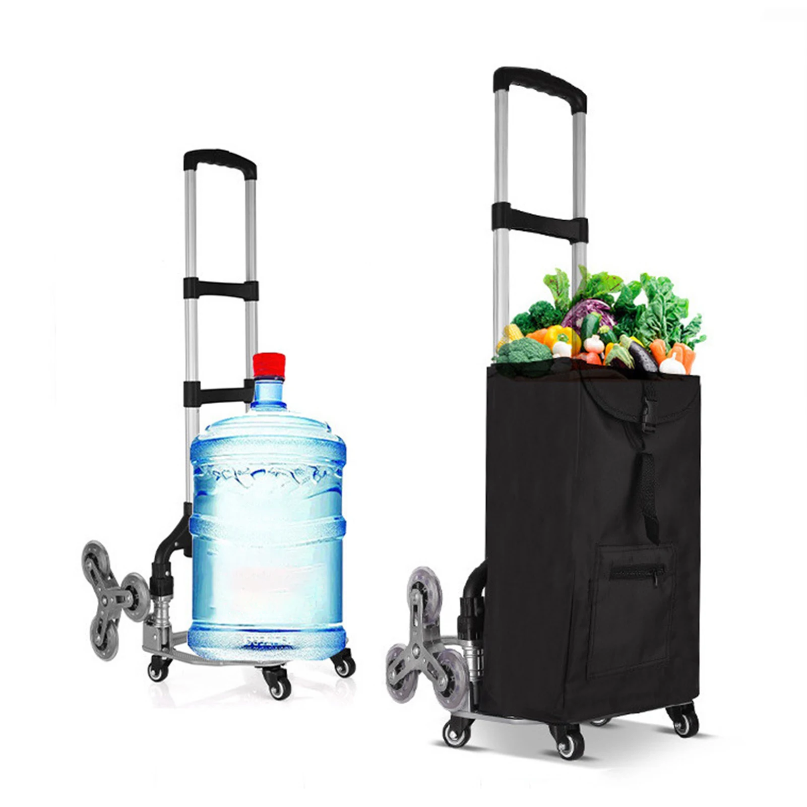 Multifunctional Folding Shopping Cart with Storage Bag Strong Load-Capacity Portable Personal Collapsible Grocery Cart