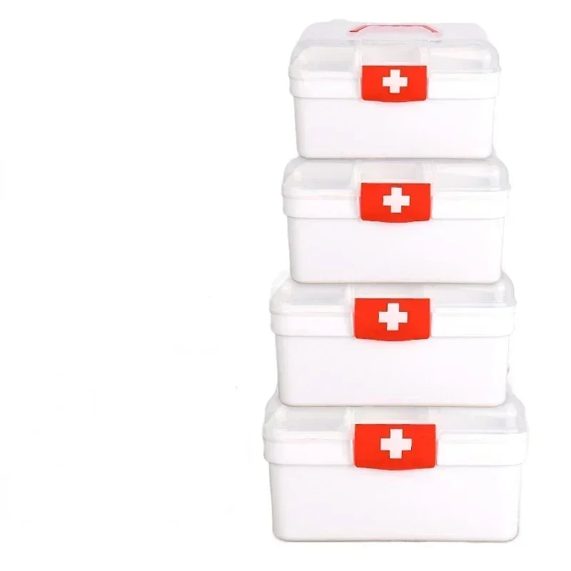 Organizador de Medicina de gran capacidad, contenedor de almacenamiento, cofre de primeros auxilios familiar, caja de emergencia portátil, Kit de viaje, suministros médicos