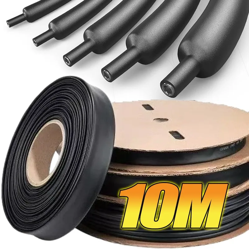 

10/1 м 4:1 термоусадочная трубка 4/6/8 мм, черная клейкая термоусадочная трубка, промышленный соединитель для проводов, защитные рукава для кабеля, инструменты