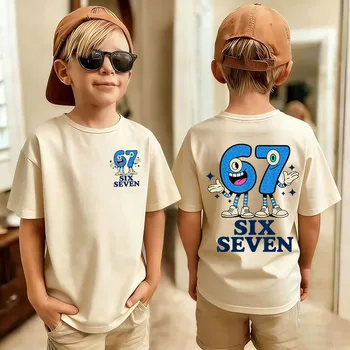 Cute Funny Six Seven Italian Brainrot 67 Number Graphic Print T-Shirt Boy/Girl Summer Short Sleeved Kids Tshirt Top Fan Gifts