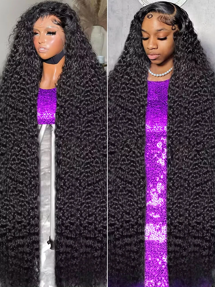 

40 46-дюймовый глубокий волнистый 13x6 Hd Прозрачный парик фронтальной части шнурка Бразильские водные вьющиеся человеческие волосы Парики фронта шнурка 13x4 Для женщин 300%