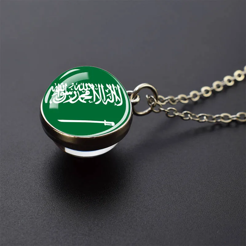 Middle East Countries Flag Glass Ball Necklace Israel Turkey Saudi Arabia Palestine Flag Pendant Necklace Travel Gift