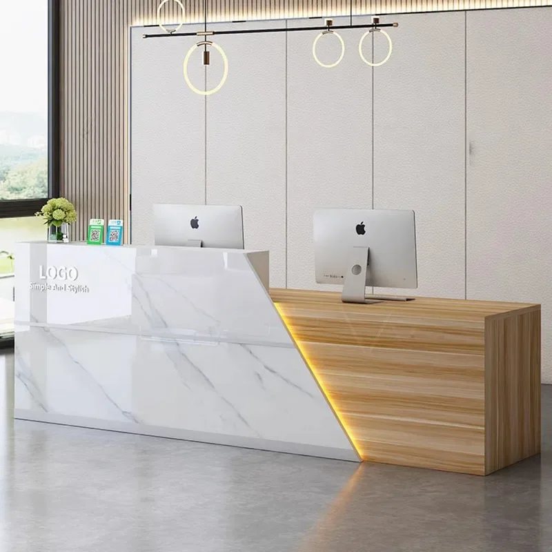 

White Pulpit Front Desk Lectern Modern Office Checkout Standing Office Shop Counter Receptionist Register Bureau Shop Furniture