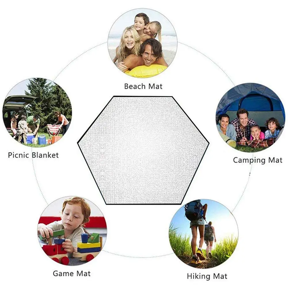 Estera impermeable para tienda de campaña, almohadilla Hexagonal para tienda de campaña al aire libre, lona de película de aluminio, hoja de tierra, Picnic, senderismo, accesorios para esterilla de Camping