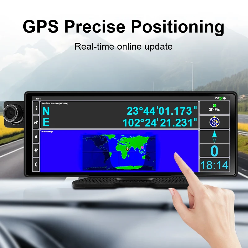 10.25 inch WIFI Android Carplay, Google GPS Navigator Multi-Media Player Universal Car, Wireless Front and Rear Dual Dash Cam