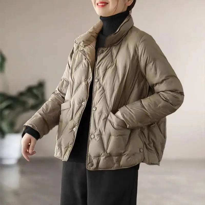 

Autumn and Winter New Women's Down Cotton Jacket Stand Collar Commuter Oversized Windproof Jacket