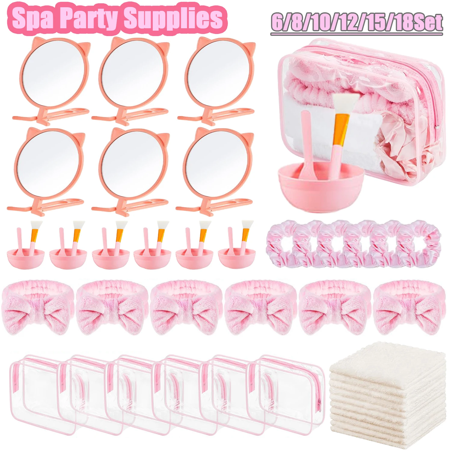 6-18 Sets Kids Pink Spa Party Supplies for Girls Makeup Sleepover Kit Spa Birthday Party Favors Supplies Gift for Children