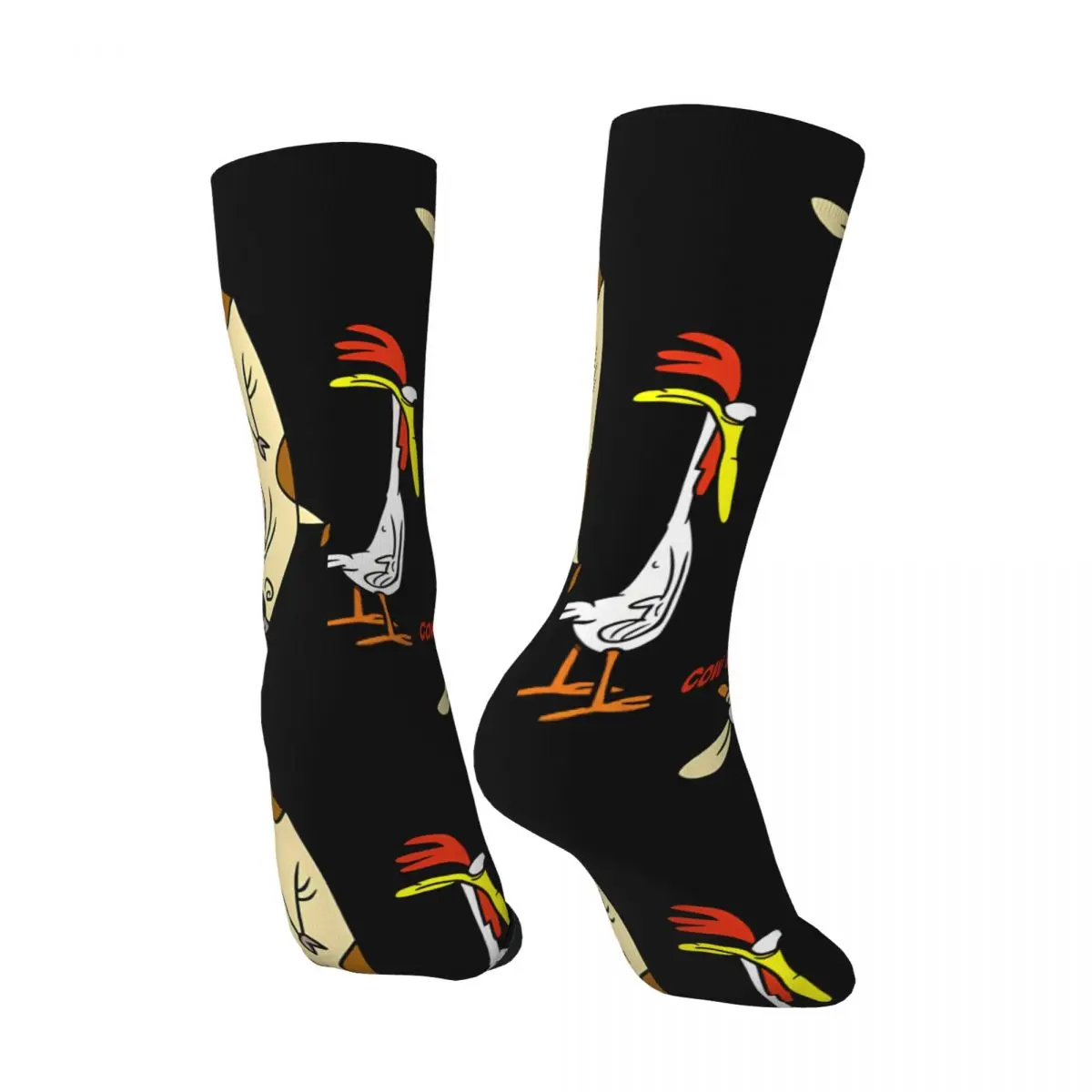 Hip Hop Retro Question Crazy Men's compression Socks Unisex Cow And Chicken Cartoon Harajuku Pattern Printed Funny Novelty