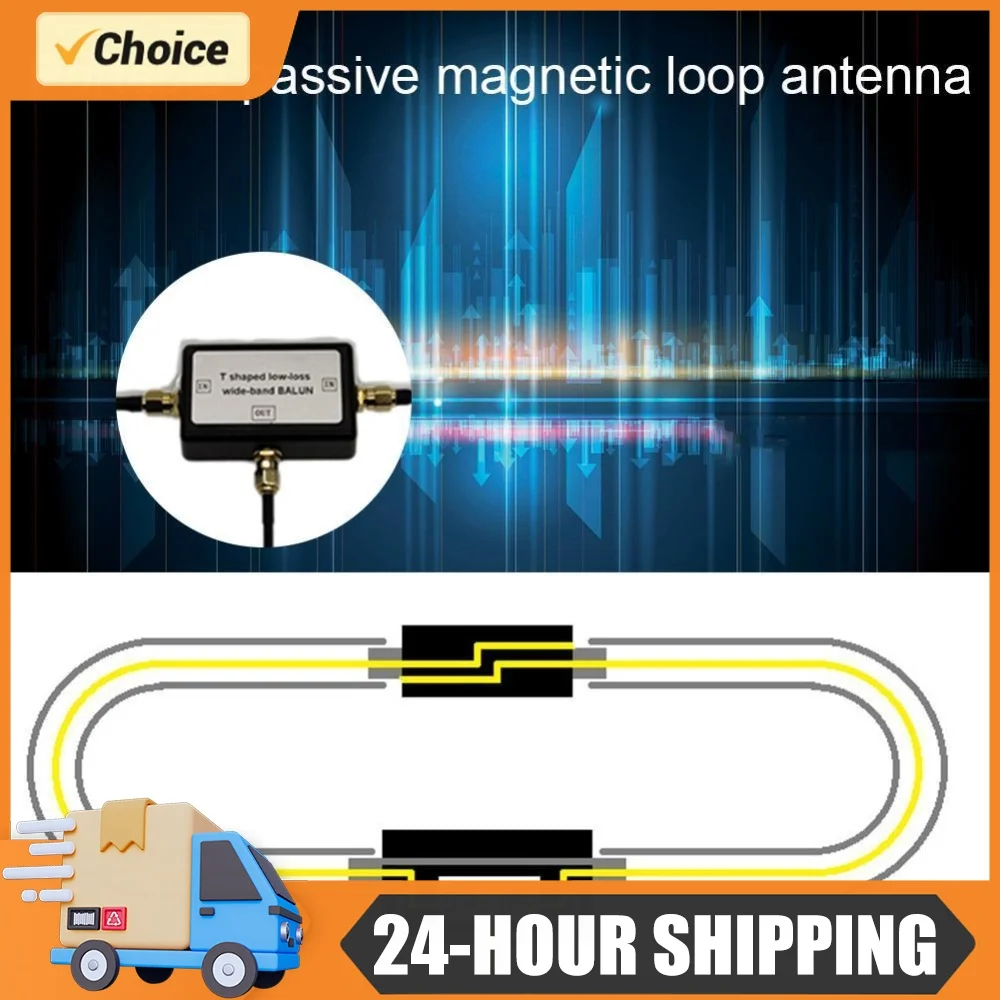250mW YouLoop Passive Magnetic Antenna with Low Loss Broadband BALUN for HF VHF Booster Splitter Home Tv Equipments