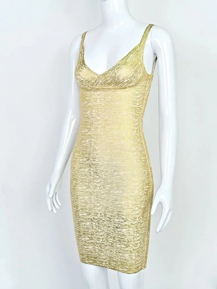 BEAUKEY Quality Gold Metalic Luxury Bandage Dress Plunge V 2025 Women Sexy  Celebrity XL Bodycon Cocktail Party Club Silver Dress - AliExpress