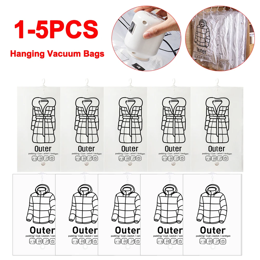 Hanging Vacuum Storage Bags Clothes Compression Storage Bag Space Saving Seal Storage Clothing Bags for Clothes Down Overcoat