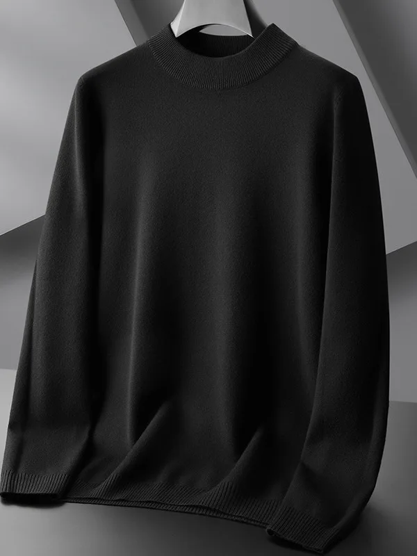 Pull ample tricoté pour hommes, couche de Base à col haut, couleur irt, fait assorti avec tout, haut chaud et Long pour l'hiver